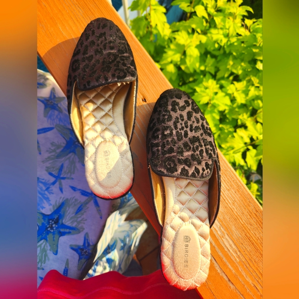 Birdies Women's Black Leopard Flats